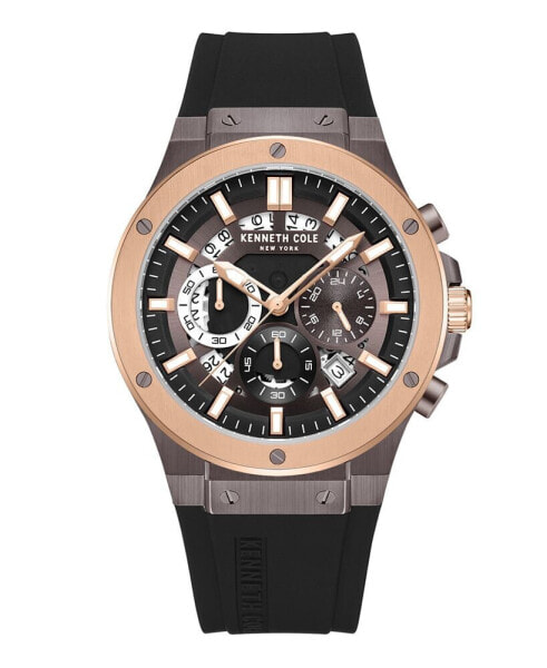 Men's Dress Sport Black Silicone Watch 43mm