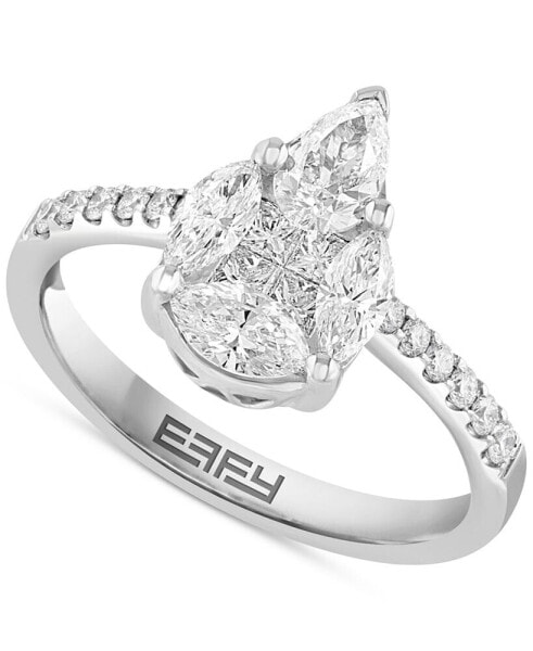 EFFY® Diamond Pear Shaped Cluster Engagement Ring (1-1/5 ct. t.w.) in 14k White Gold