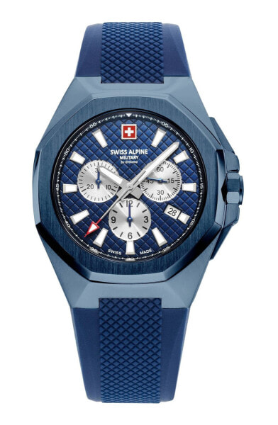 Часы мужские Swiss Alpine Military 42 мм с силиконовым синим ремешком 7005.9895