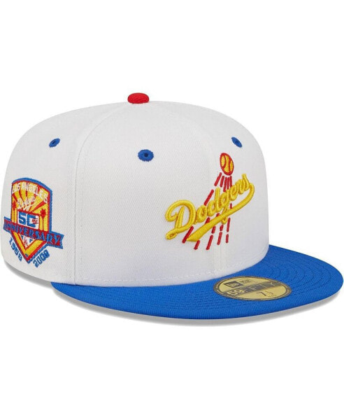 Men's White, Royal Los Angeles Dodgers 50th Anniversary Cherry Lolli 59FIFTY Fitted Hat