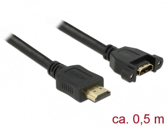 Delock 85463 - 0.5 m - HDMI Type A (Standard) - HDMI Type A (Standard) - 3840 x 2160 pixels - 10.2 Gbit/s - Black