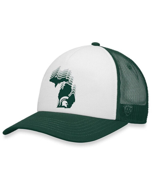 Men's White, Green Michigan State Spartans Tone Down Trucker Snapback Hat