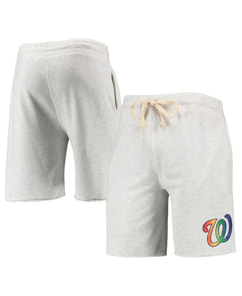 Men's Oatmeal Washington Nationals Mainstream Logo Terry Tri-Blend Shorts