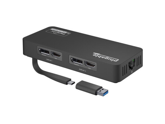 Plugable 4K DisplayPort and HDMI Dual Monitor Adapter with Ethernet for USB 3.0