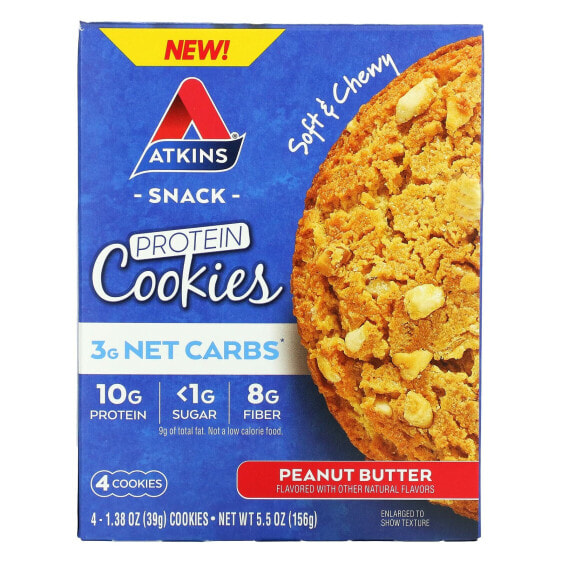 Anytime Snacks, Protein Cookies, Peanut Butter, 4 Cookies, 1.38 oz (39 g) Each