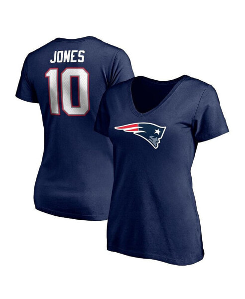Women's Mac Jones Navy New England Patriots Plus Size Player Name and Number V-Neck T-shirt