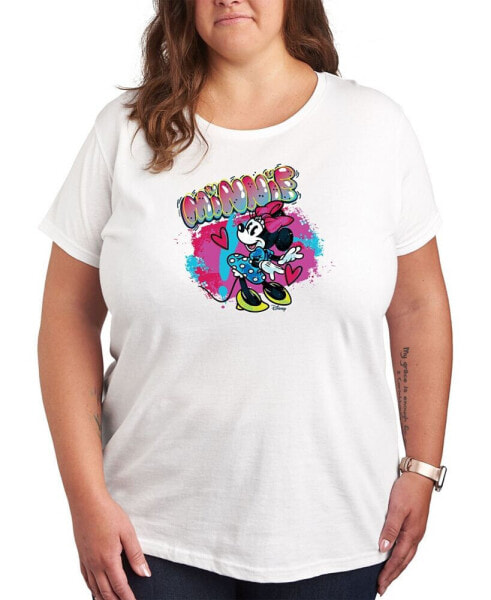 Trendy Plus Size Disney Minnie Mouse Graffiti Graphic T-shirt