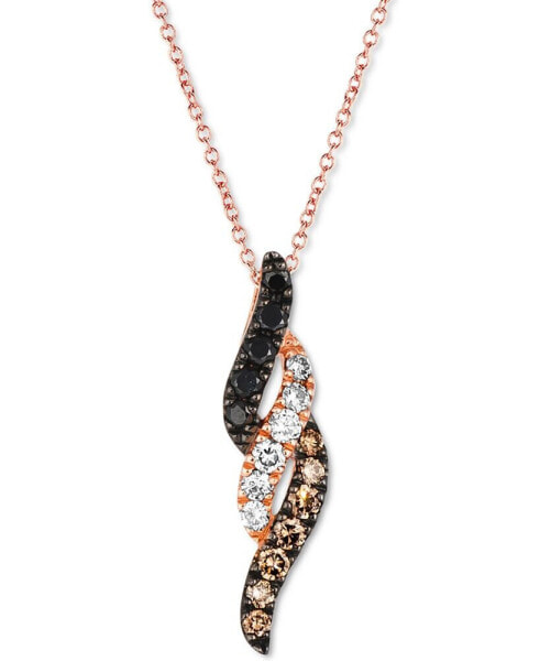 Multicolor Diamond 18" Pendant Necklace (1/3 ct. t.w.) in 14k Rose Gold