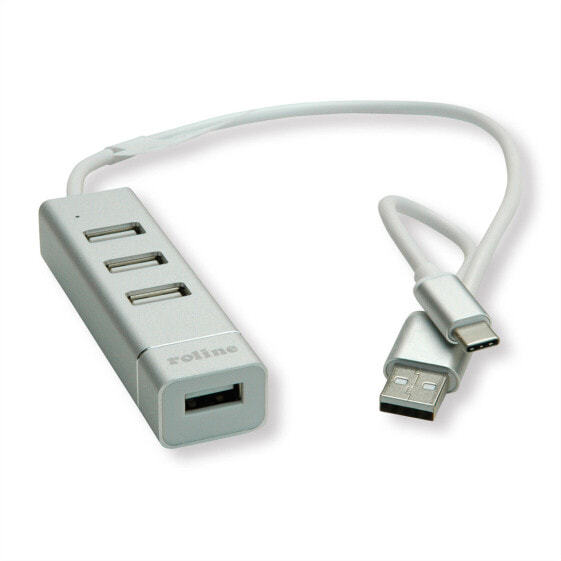 ROLINE 14.02.5037 - USB 2.0 - USB 2.0 - 480 Mbit/s - Silver,White - Aluminum - 24 mm