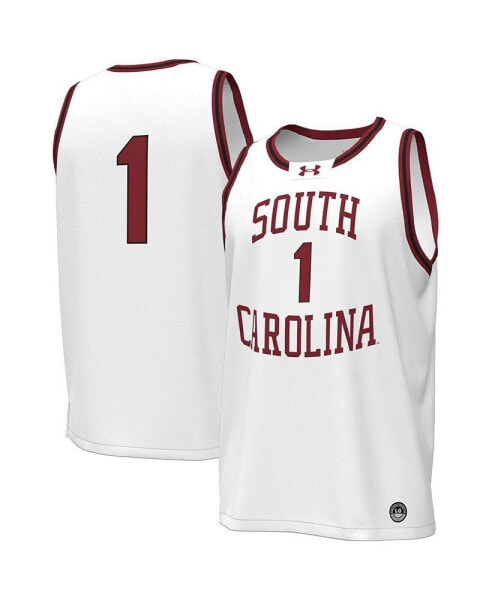 Men's #1 White South Carolina Gamecocks Throwback Replica Basketball Jersey