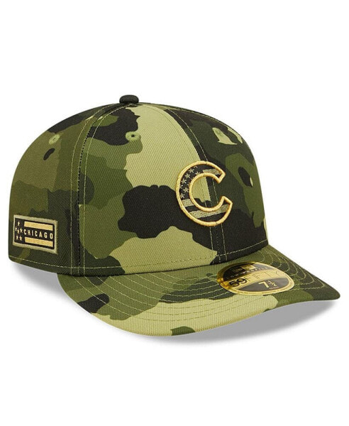 Бейсболка для мужчин New Era Camo Chicago Cubs 2022 Armed Forces Day On-Field Low Profile 59FIFTY