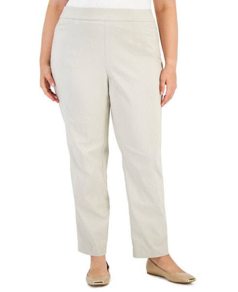 Plus Size High Rise Pull-On Straight Leg Pants, Created for Macy's