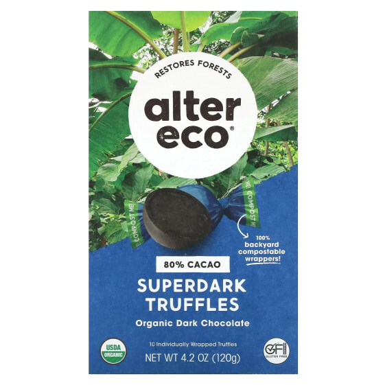 Alter Eco, органические суперчерные трюфели, темный шоколад, 80% какао, 120 г (4,2 унции)