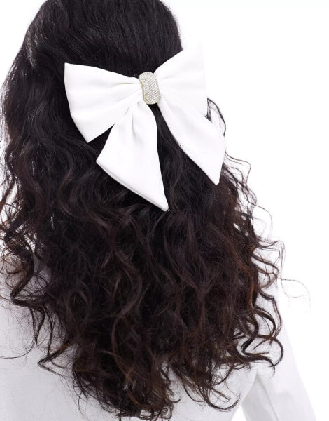 SUI AVA bridal hair bow in white