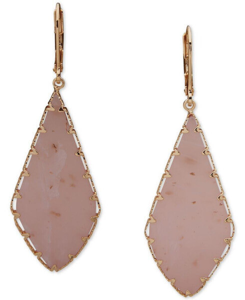 Gold-Tone Flat Color Stone Drop Earrings