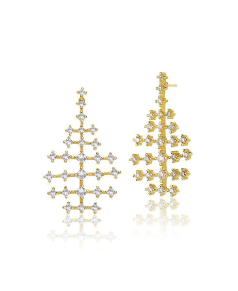 14K Gold Plated Cubic Zirconia Drop Earrings