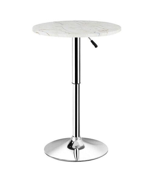 Adjustable 360° Swivel Height Round Pub Table with Marble Top