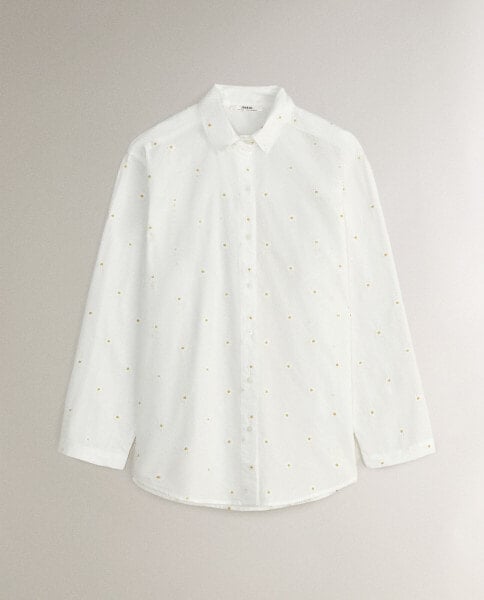 Embroidered daisy cotton shirt