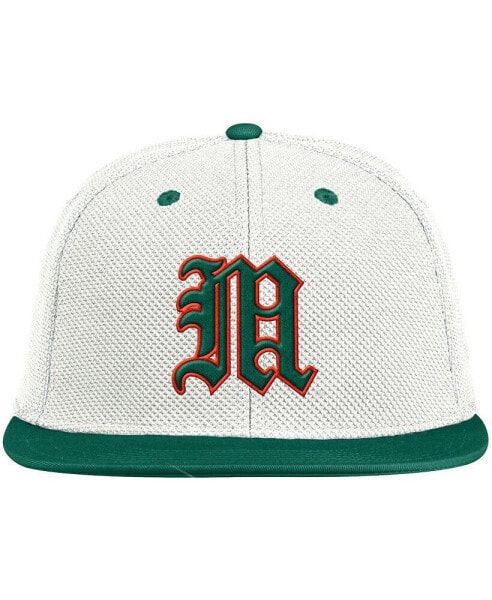 Men's Cream, Green Miami Hurricanes On-Field Baseball Fitted Hat