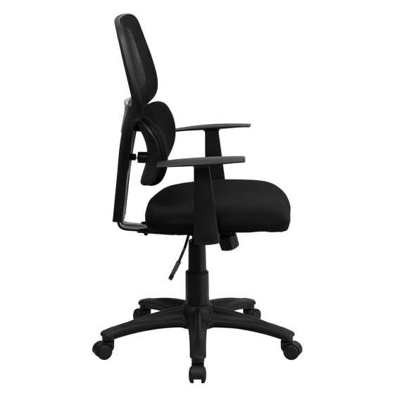 Mid-Back Black Mesh Swivel Task Chair With Flexible Dual Lumbar Support And Arms