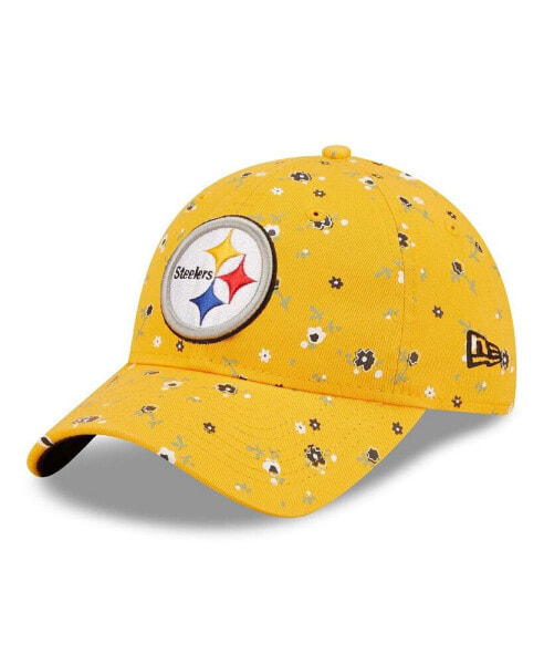 Women's Gold Pittsburgh Steelers Floral 9Twenty Adjustable Hat