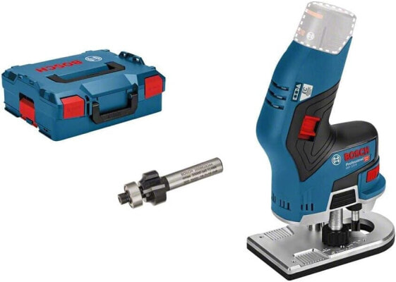 Bosch Professional Edge Milling Cutter GKF 12V-8 (Cutting Head Shank: 8 mm, without Batteries and Charger, in Box) + 15-Piece Milling Cutter Set Mixed (for Wood, Accessories Routers with 8 mm Shank)