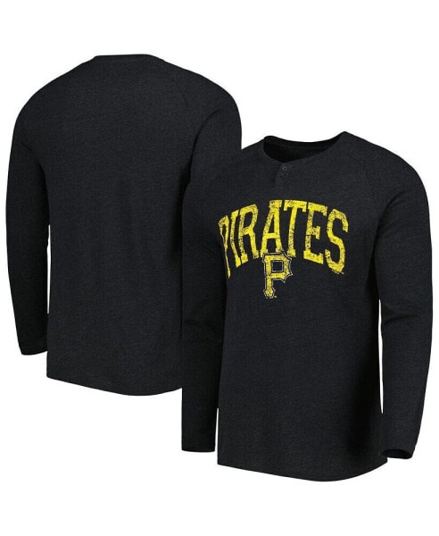 Men's Black Pittsburgh Pirates Inertia Raglan Long Sleeve Henley T-shirt