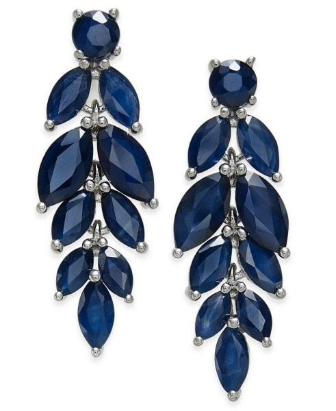 Blue Sapphire (6-1/2 ct. t.w.) & White Sapphire (1/2 ct. t.w.) Chandelier Earrings in Sterling Silver, Created for Macy's