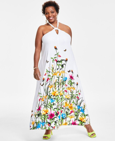 Платье Maxi с принтом цветов из льна I.N.C. International Concepts, созданное для Macy's