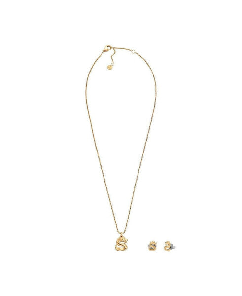 Women's LNY Gift Set Gold-Tone Stainless Steel Earrings and Necklace