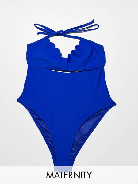 The Frolic  Maternity Marella scallop swimsuit in cobalt blue