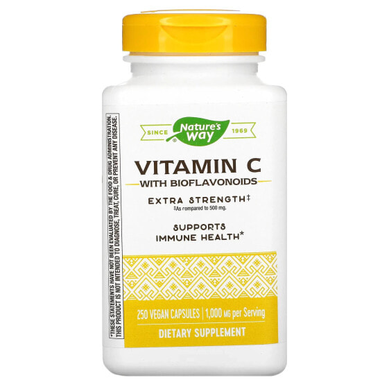 Витамин C с биофлавоноидами, 1,000 мг, 250 растительных капсул NATURE'S WAY