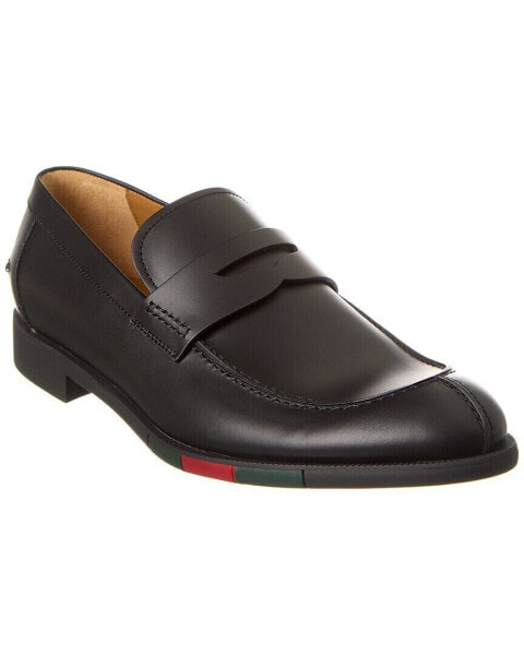 Gucci Web Leather Loafer Men's Black 6.5