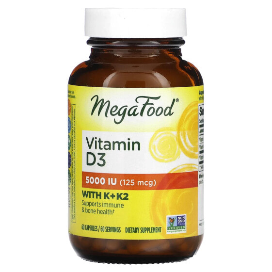 Витамин D3 MegaFood, 125 мкг (5,000 МЕ) в капсулах, 60 шт.