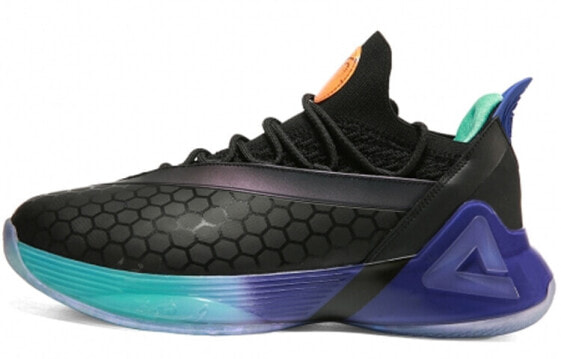 Peak Park 7th Generation Basketball Sneakers with Extreme Tech, Durable and Non-Slip, Medium Height, Black-Green.