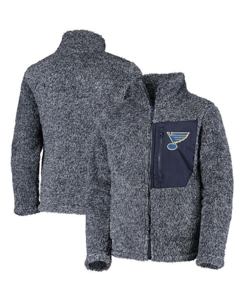 Big Girls Navy St. Louis Blues Fan Gear Sherpa Full-Zip Jacket