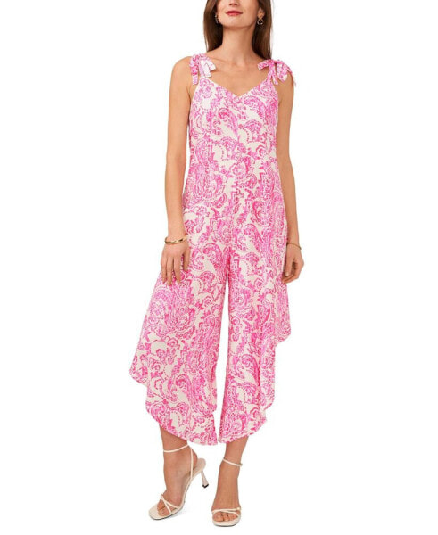 Women's Floral-Print Tie-Shoulder Asymmetrical-Hem Jumpsuit