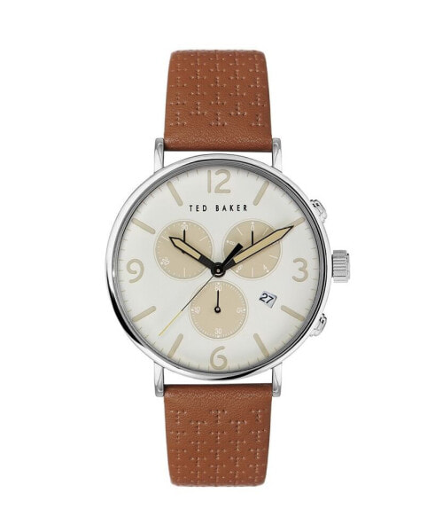 Men's Barnett Backlight Tan Leather Strap Watch 41mm