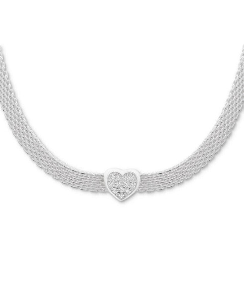 Macy's cubic Zirconia Heart Mesh Link Statement Necklace, 18" + 2" extender