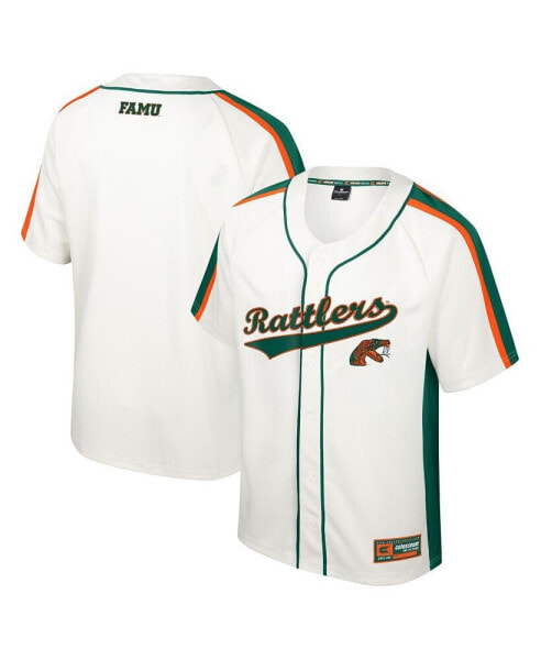 Men's Cream Distressed Florida A&M Rattlers Ruth Button-Up Baseball Jersey