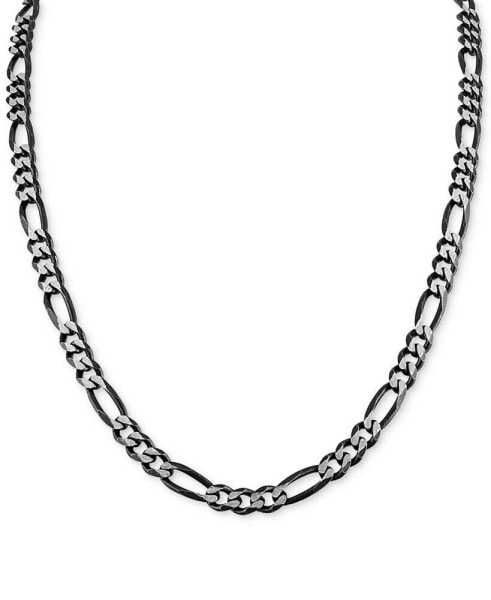 Figaro Link 22" Chain Necklace in Black Ruthenium-Plated Sterling Silver, Created for Macy's