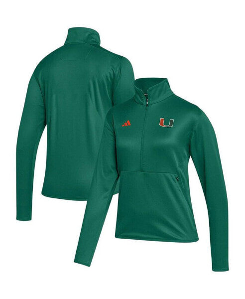 Худи женское Adidas Miami Hurricanes 2023 Set-зип AEROREADY полуреглан Green