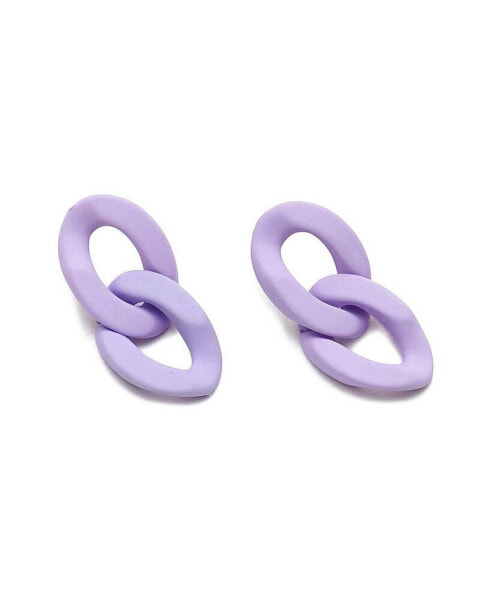 Women's Purple Chain-link Drop Earrings