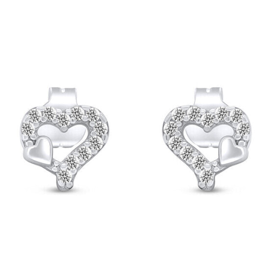 Charming heart earrings made of white gold EA526WAU