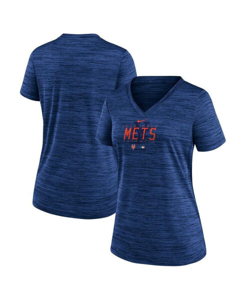 Women's Royal New York Mets Authentic Collection Velocity Practice Performance V-Neck T-shirt