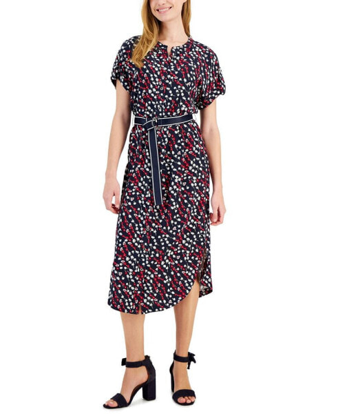 Women's Ditsy-Floral Printed Shirtdress