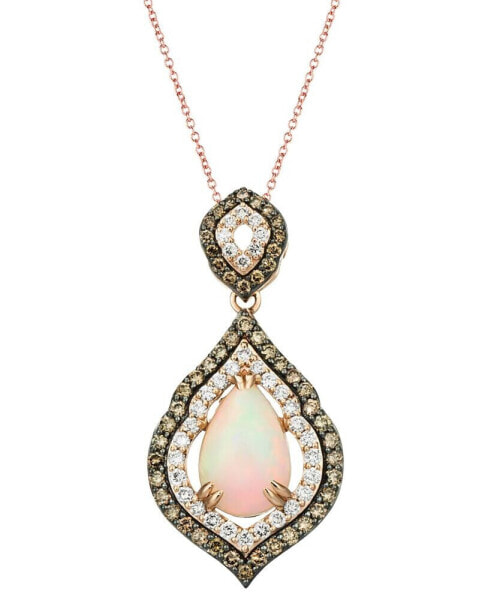 Neopolitan Opal (1-1/2 ct. t.w.) & Diamond (1 ct. t.w.) Pendant Necklace in 14k Rose Gold