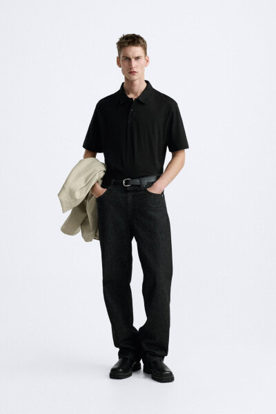 Polo shirt with mercerised finish