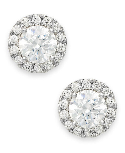 Diamond Round Halo Stud Earrings in 14k White Gold (1/3 ct. t.w.)