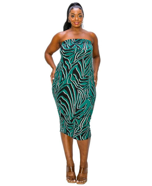 Plus Size Kiko Zebra Print Tube Dress